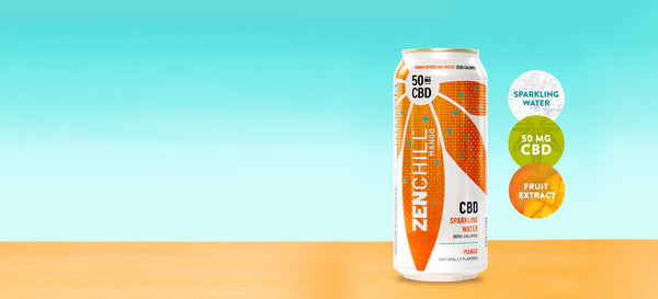 What is Zentopia - A can of Zentopia ZenChill Mango CBD Sparkling Water