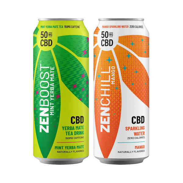 Two flavors: Mango Sparkling Water and Mint Yerba Mate Tea Drink