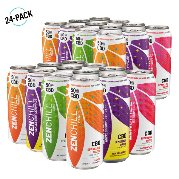 A variety pack of Zentopia drinks
