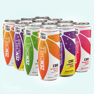 A variety pack of Zentopia drinks