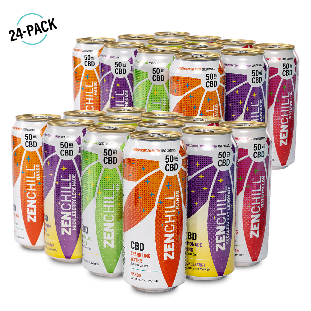 A variety 24 pack of Zentopia drinks