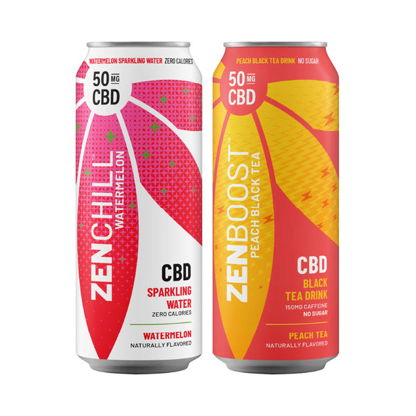 Two flavors: Watermelon Sparkling Water and Peach Black Tea Drink