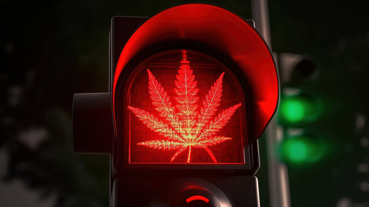 Cannabis leaf on red traffic light - Federal Hemp Ban 2026