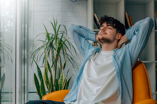 A young man at home relaxing on the sofa
