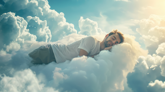 Can THC Drinks Help You Sleep? - A man sleeping on clouds