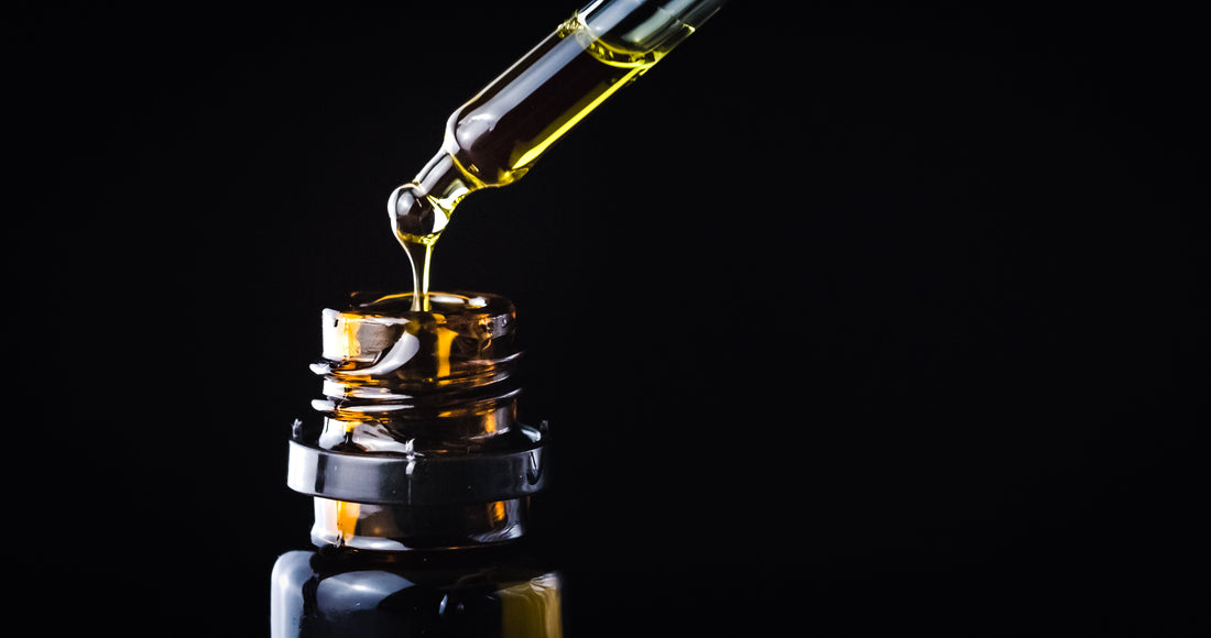 A tincture bottle of CBD oil