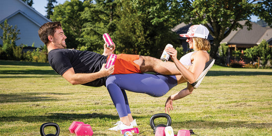 People enjoying Zentopia CBD beverages while enjoying exercise outside