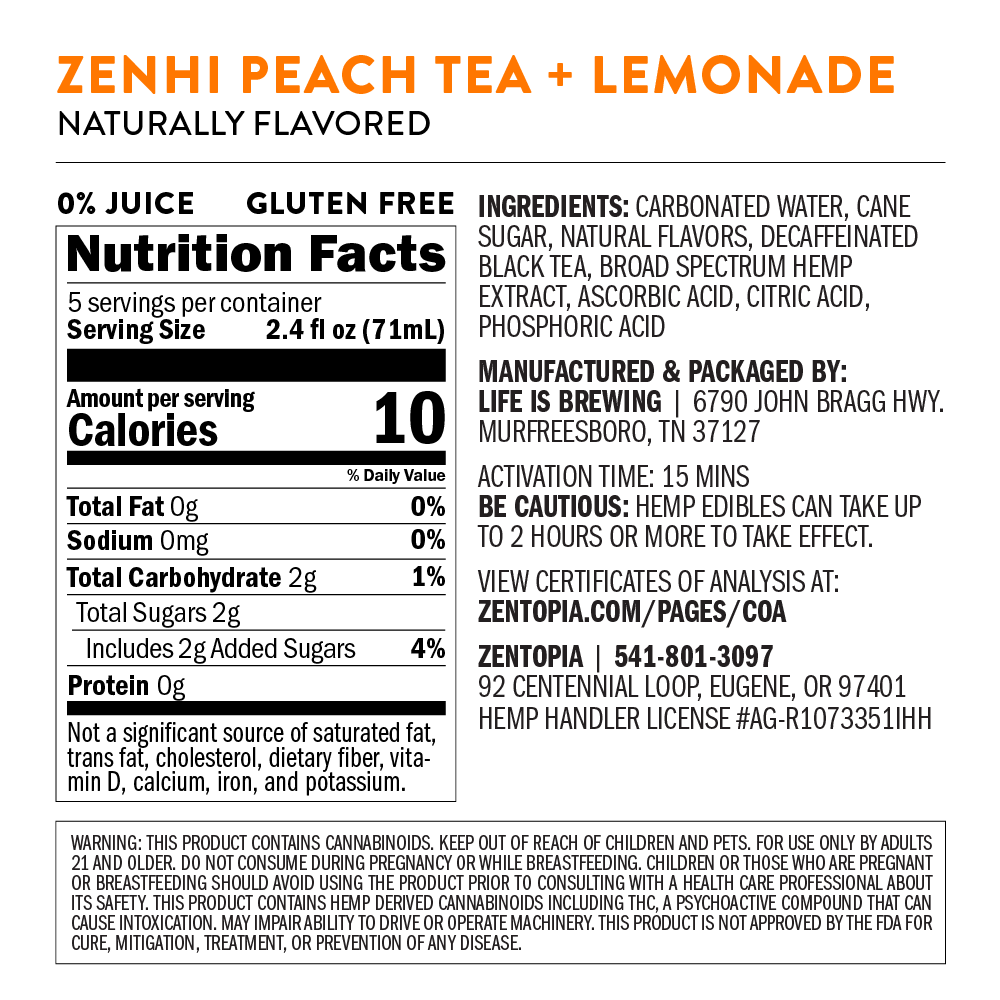 ZenHi - Peach Tea Lemonade: Delta-9 THC Drink – Zentopia ZenHi - Peach Tea Lemonade: Delta-9 THC Drink – Zentopia