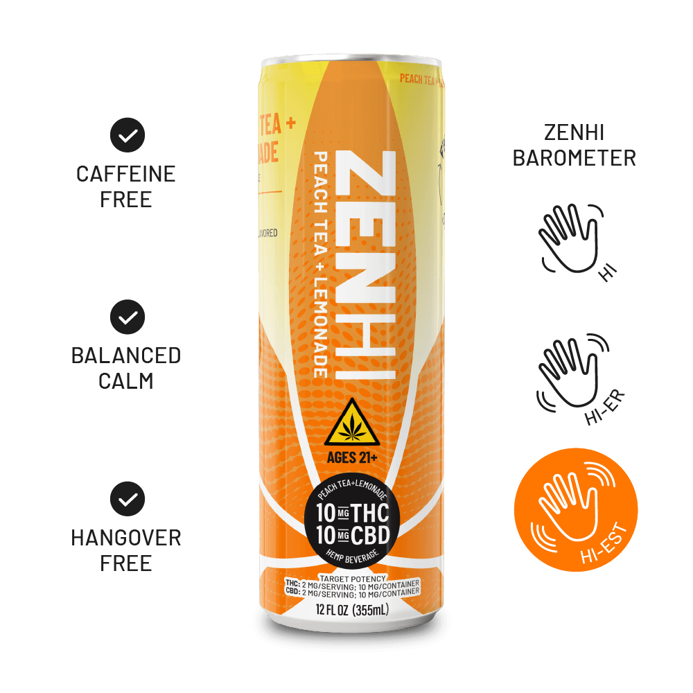 ZenHi - Peach Tea Lemonade: Delta-9 THC Drink – Zentopia ZenHi - Peach Tea Lemonade: Delta-9 THC Drink – Zentopia