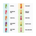 Grid of Zentopia drinks with flavor names on a dark gray background
