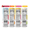 Four cans of Zentopia's ZenHi THC drinks with nutrition labels on a dark gray background