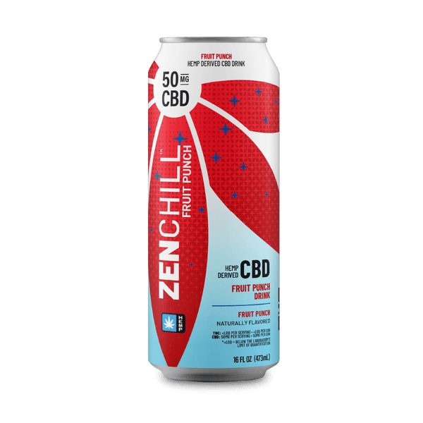 Zenchill CBD fruit punch drink can on a gray background