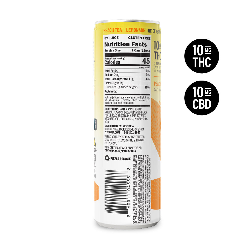 Nutrition facts on a can of ZenHi Peach Tea Lemonade