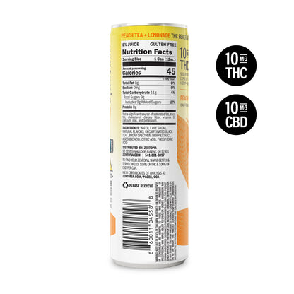 Nutrition facts on a can of ZenHi Peach Tea Lemonade