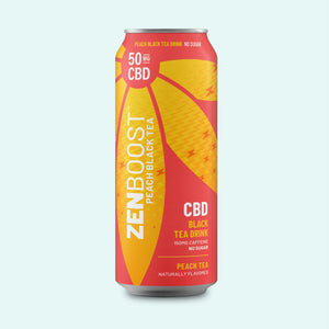 Peach Boost CBD Caffeinated Black Tea - 50mg CBD | 150mg Caffeine |  Zero Sugar  |  10 Calories |  Zero THC  |  Gluten-Free  |  All-Natural