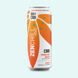 Zentopia Mango Chill CBD Sparkling Water - 50mg CBD | Zero Calories | Zero Sugar  | Zero THC | Caffeine-Free | Gluten-Free | All-Natural