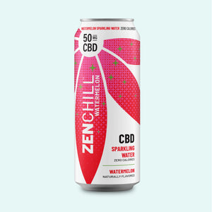 Zentopia Watermelon Chill CBD Sparkling Water - 50mg CBD | Zero Calories | Zero Sugar  | Zero THC | Caffeine-Free | Gluten-Free | All-Natural