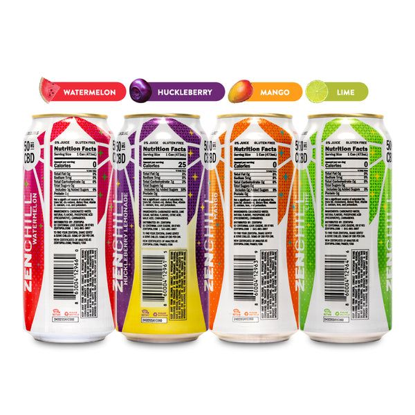 Nutrition Facts panels on the Zentopia ZenChill CBD drinks