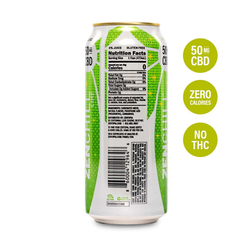 Zentopia ZenChill Lime CBD Sparkling Water Nutrition Facts