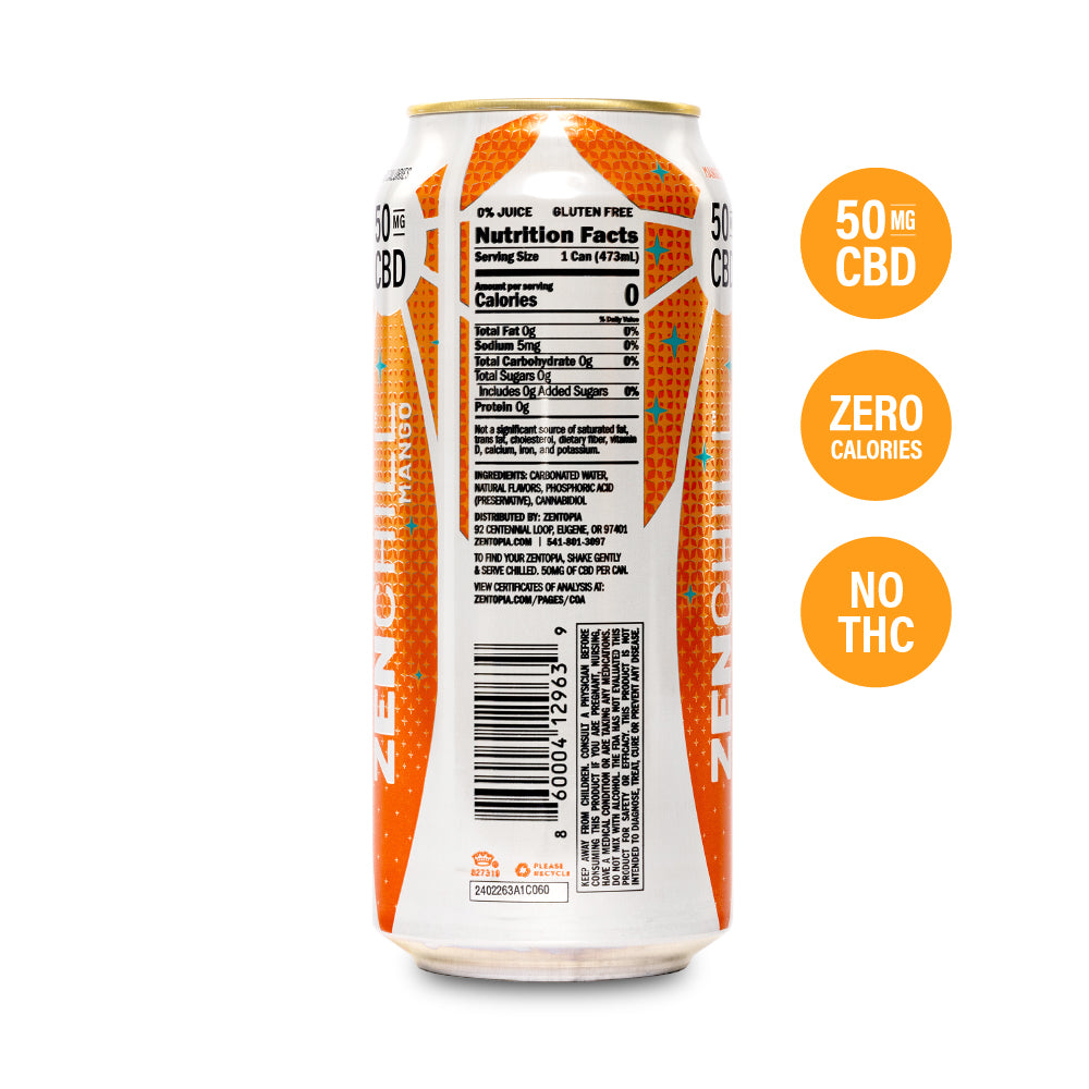 Zentopia ZenChill Mango CBD Sparkling Water