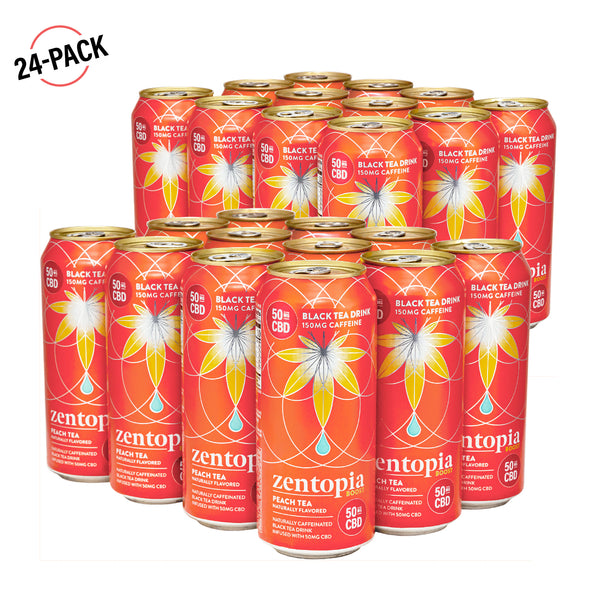 A 24 pack of Zentopia CBD Peach Black tea